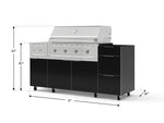NewAge Outdoor Kitchens Outdoor Grill Island Aluminum 5-Piece Cabinet Set with Casters and 3-Drawer, Grill Cabinet, Side Burner and Performance Grill - (Liquid Propane) 