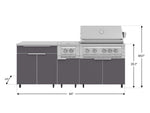 NewAge Outdoor Kitchens Aluminum 6-Piece Cabinet Set with Casters and Platinum Grill, Dual Side Burner, Bar, Grill Cabinet, Countertop-72553-Garage Giant 