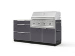 NewAge Outdoor Kitchens Aluminum 4-Piece Cabinet Set with 3 Drawer, Grill Cabinet, Performance Grill and Countertop - (Natural Gas) | Garage Giant 