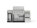 NewAge Outdoor Kitchens Outdoor Grill Island Stainless-Steel 5-Piece Cabinet Set with Sink, 3 Drawer, Grill Cabinet, Performance Grill and Stainless Steel Countertop - (Liquid Propane) 