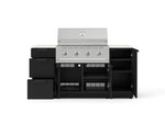 NewAge Outdoor Kitchens Outdoor Grill Island Stainless-Steel 6-Piece Cabinet Set with 1 Door, 3 Drawer, Grill Cabinet, Performance Grill and Dekton in Aeris Countertops - (Liquid Propane) 