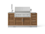 NewAge Outdoor Kitchens Outdoor Grill Island Stainless-Steel Louvered 5-Piece Cabinet Set with Sink, 3 Drawer, Grill Cabinet, Platinum Grill and Stainless Steel Countertop - (Liquid Propane) 
