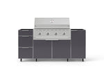 NewAge Outdoor Kitchens Outdoor Grill Island Aluminum 5-Piece Cabinet Set with Casters 1 Door, 3 Drawer, Grill Cabinet and Performance Grill - (Liquid Propane) 