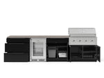 NewAge Outdoor Kitchens Aluminum 7-Piece Cabinet Set with 3-Drawer, Bar, Grill Cabinet, Performance Grill, Countertops and Glass Door Fridge-73655-Garage Giant 