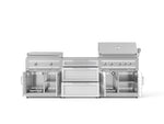 NewAge Outdoor Kitchens Stainless Steel Louvered Doors 6-Piece Cabinet Set with 3 Drawer, Grill Cabinet, Platinum Griddle, Grill and Countertop-75186-Garage Giant 