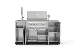 NewAge Outdoor Kitchens Outdoor Grill Island Stainless-Steel 5-Piece Cabinet Set with Sink, 1 Door, Grill Cabinet, Platinum Grill and Stainless Steel Countertop-75315-Garage Giant 