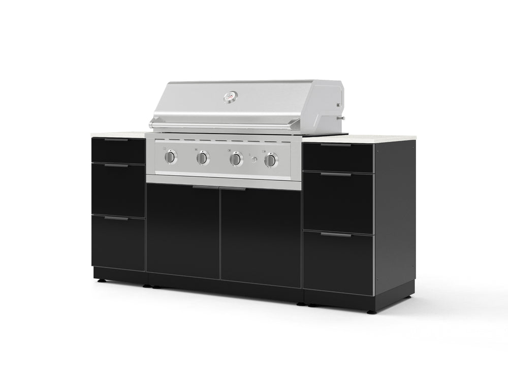 NewAge Outdoor Kitchens Outdoor Grill Island Aluminum 6-Piece Cabinet Set with 3 Drawers, Grill Cabinet, Performance Grill and Countertops - (Natural Gas) | Garage Giant