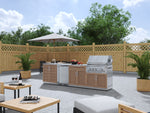 NewAge Outdoor Kitchens Stainless Steel 6-Piece Cabinet Set with Sink, Bar, Grill Cabinet, Platinum Grill, Countertop and Fridge-66376-Garage Giant 
