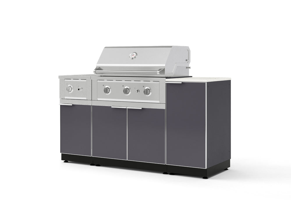 NewAge Outdoor Kitchens Outdoor Grill Island Aluminum 6-Piece Cabinet Set with 1-Door, Grill Cabinet, Performance Grill, Side Burner and Countertop - (Liquid Propane) | Garage Giant