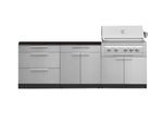 NewAge Outdoor Kitchens Stainless-Steel 5-Piece Cabinet Set with 3 Drawer, 2-Door with Drawer, Grill Cabinet, Platinum Grill and Countertop-71311-Garage Giant 