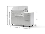 NewAge Outdoor Kitchens Outdoor Grill Island Stainless-Steel 4-Piece Cabinet Set with Casters and 3-Drawer, Grill Cabinet, Platinum Grill and Dekton in Aeris Countertop - (Liquid Propane) 