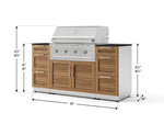 NewAge Outdoor Kitchens Outdoor Grill Island Stainless-Steel Louvered Doors 6-Piece Cabinet Set with 3 Drawers, Grill Cabinet, Performance Grill and Dekton in Sirius Countertops - (Liquid Propane) 