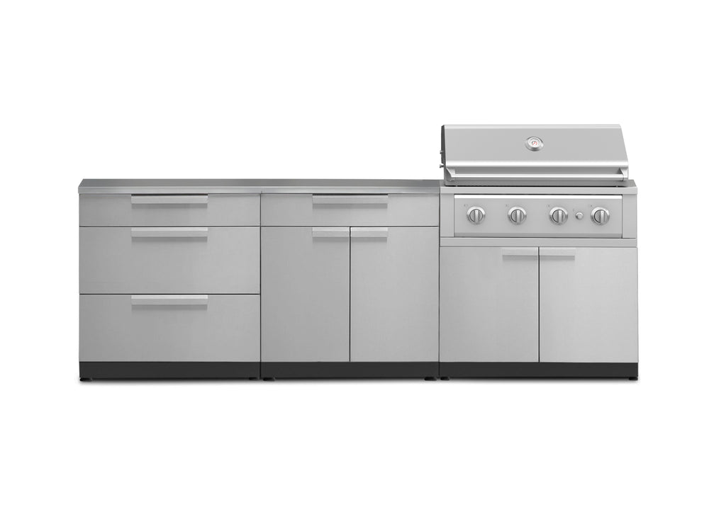 NewAge Outdoor Kitchens Stainless Steel 5-Piece Cabinet Set with 3 Drawer, 2-Door with Drawer, Performance Grill, Grill Cabinet and Countertop-71124-Garage Giant