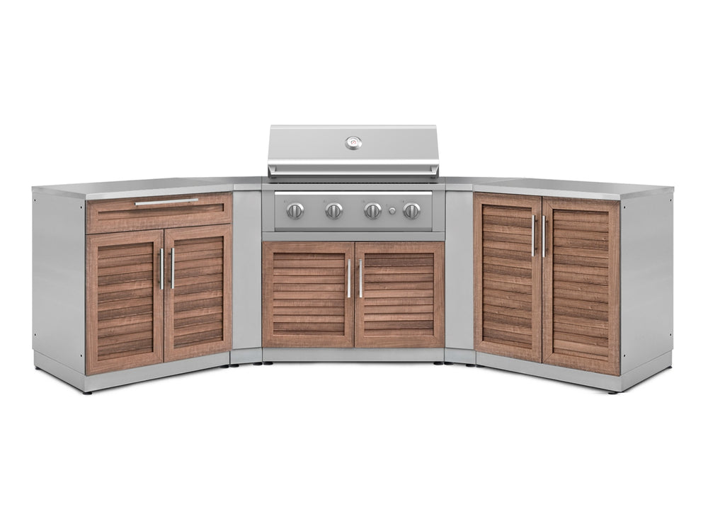 NewAge Outdoor Kitchens Stainless Steel 7-Piece Cabinet Set with 2 Door, Bar, Corner, Grill Cabinet, Performance Grill, and Countertops | 71013