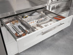 NewAge Outdoor Kitchens Stainless Steel 7-Piece Cabinet Set with 3-Drawer, Bar, Grill Cabinet, Platinum Grill, Countertop, and Glass Door Fridge-73708-Garage Giant 