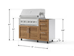 NewAge Outdoor Kitchens Outdoor Grill Island Stainless-Steel Louvered Doors 3-Piece Cabinet Set with Casters and 3-Drawer, Grill Cabinet and Platinum Grill - (Liquid Propane) 