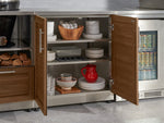 NewAge Outdoor Kitchens Stainless Steel 7-Piece Cabinet Set with 2 Door, Bar, Corner, Grill Cabinet, Platinum Grill, and Countertops 