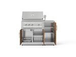 NewAge Outdoor Kitchens Outdoor Grill Island Stainless-Steel Louvered Doors 4-Piece Cabinet Set with 1 Door, Grill Cabinet, Platinum Grill and Countertop 