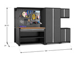 NewAge Garage Cabinets Pro Series 5-Piece Cabinet Set with Base, Wall Cabinet, Locker, 62 in. Workstation, and Pegboard Accessories Kit-32632-Garage Giant 
