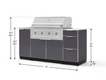 NewAge Outdoor Kitchens Outdoor Grill Island Aluminum 5-Piece Cabinet Set with Sink, 3 Drawer, Grill Cabinet, Performance Grill and Stainless Steel Countertop - (Liquid Propane) 