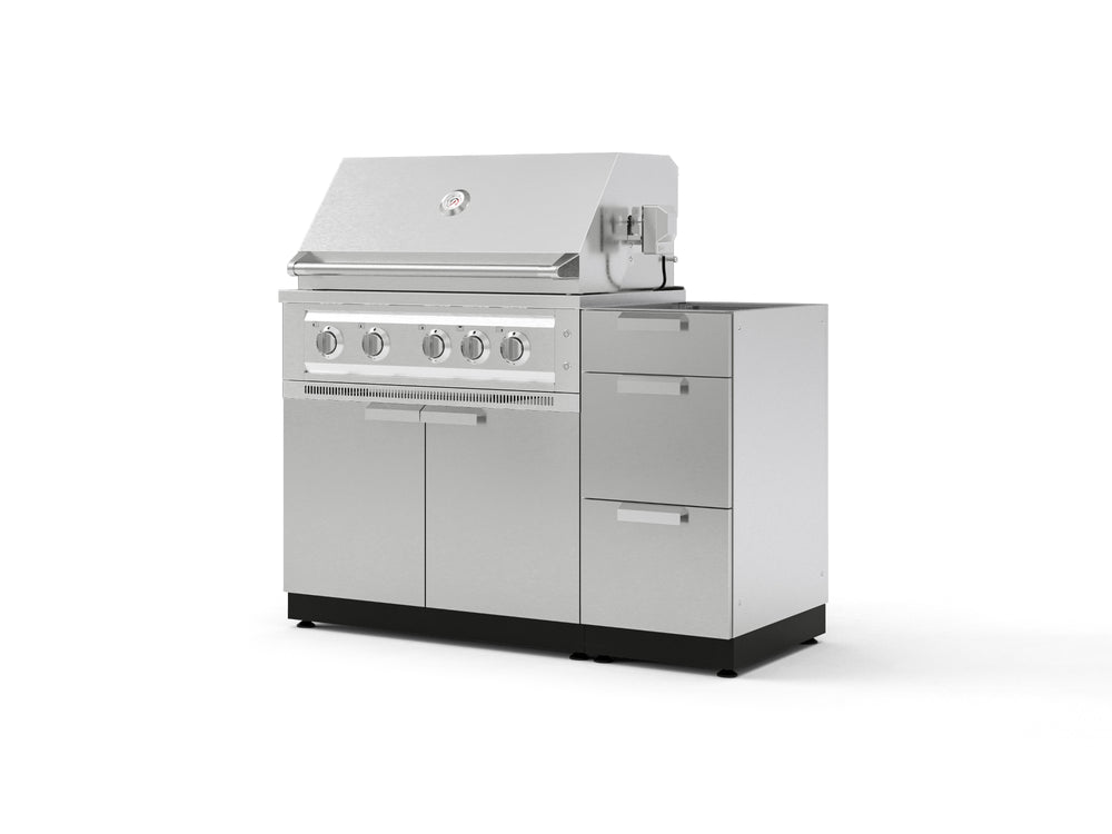 NewAge Outdoor Kitchens Outdoor Grill Island Stainless-Steel 3-Piece Cabinet Set with 3-Drawer, Grill Cabinet and Platinum Grill - (Liquid Propane) | Garage Giant
