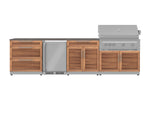NewAge Outdoor Kitchens Stainless Steel 7-Piece Cabinet Set with 3-Drawer, Bar, Grill Cabinet, Platinum Grill, Countertop, and Fridge-71954-Garage Giant 