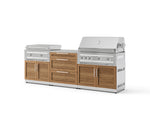 NewAge Outdoor Kitchens Stainless Steel Louvered Doors 6-Piece Cabinet Set with 3 Drawer, Grill Cabinet, Platinum Griddle, Grill and Countertop-75175-Garage Giant 