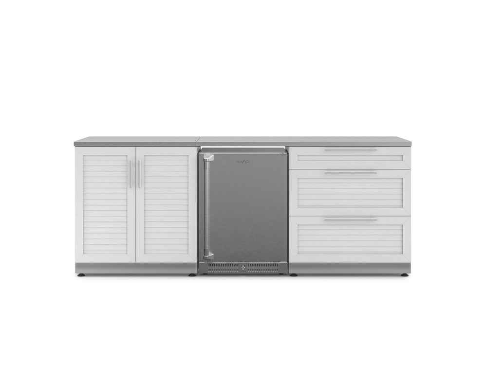 NewAge Outdoor Kitchens Stainless Steel 5-Piece Cabinet Set with 3-Drawer, 2-Door Cabinet, Countertops and Fridge-71540-Garage Giant