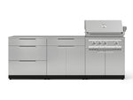 NewAge Outdoor Kitchens Stainless Steel 5-Piece Cabinet Set with with 3-Drawer, Bar, Grill Cabinet, Platinum Grill and Countertop-71066-Garage Giant 