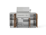 NewAge Outdoor Kitchens Outdoor Grill Island Stainless-Steel Louvered Doors 6-Piece Cabinet Set with Casters and 1 Door, Grill Cabinet, Platinum Grill, Countertops 