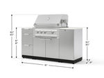 NewAge Outdoor Kitchens Outdoor Grill Island Stainless-Steel 6-Piece Cabinet Set with 1 Door, 3 Drawer, Grill Cabinet, Platinum Grill and Dekton in Aeris Countertops - (Natural Gas) 