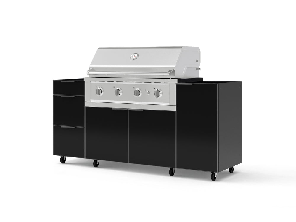 NewAge Outdoor Kitchens Outdoor Grill Island Aluminum 5-Piece Cabinet Set with Casters 1 Door, 3 Drawer, Grill Cabinet and Performance Grill - (Liquid Propane) | Garage Giant