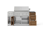 NewAge Outdoor Kitchens Outdoor Grill Island Stainless-Steel Louvered Doors 6-Piece Cabinet Set with 3-Drawer, Grill Cabinet, Platinum Grill, Dual Side Burner and Dekton in Sirius Countertop - (Natural Gas) 