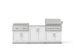 NewAge Outdoor Kitchens Stainless-Steel Louvered Doors 6-Piece Cabinet Set with Base, Grill Cabinet, Platinum Griddle and Countertop-74989-Garage Giant 