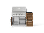 NewAge Outdoor Kitchens Outdoor Grill Island Stainless-Steel Louvered Doors 4-Piece Cabinet Set with 3-Drawer, Grill Cabinet, Platinum Grill and Dekton in Sirius Countertop - (Natural Gas) 