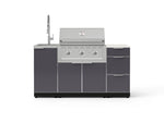 NewAge Outdoor Kitchens Outdoor Grill Island Aluminum 5-Piece Cabinet Set with Sink, 3 Drawer, Grill Cabinet, Performance Grill and Stainless Steel Countertop - (Natural Gas) 