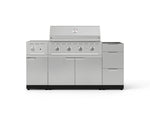 NewAge Outdoor Kitchens Outdoor Grill Island Stainless-Steel 5-Piece Cabinet Set with 3-Drawer, Grill Cabinet, Side Burner and Performance Grill - (Natural Gas) 