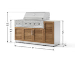 NewAge Outdoor Kitchens Outdoor Grill Island Stainless-Steel Louvered Doors 6-Piece Cabinet Set with 1-Door, Grill Cabinet, Performance Grill, Side Burner and Dekton in Aeris Countertop - (Natural Gas) 