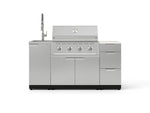 NewAge Outdoor Kitchens Outdoor Grill Island Stainless-Steel 5-Piece Cabinet Set with Sink, 3 Drawer, Grill Cabinet, Performance Grill and Stainless Steel Countertop - (Natural Gas) 