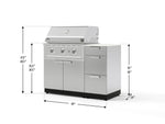 NewAge Outdoor Kitchens Outdoor Grill Island Stainless-Steel 4-Piece Cabinet Set with 3-Drawer, Grill Cabinet, Performance Grill and Dekton in Aeris Countertop - (Liquid Propane) 