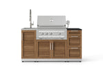 NewAge Outdoor Kitchens Outdoor Grill Island Stainless-Steel Louvered 5-Piece Cabinet Set with Sink, 3 Drawer, Grill Cabinet, Platinum Grill and Stainless Steel Countertop - (Liquid Propane) 