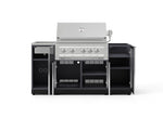 NewAge Outdoor Kitchens Outdoor Grill Island Aluminum 5-Piece Cabinet Set with Sink, 1 Door, Grill Cabinet, Platinum Grill and Stainless Steel Countertop - (Natural Gas) 