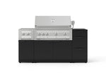 NewAge Outdoor Kitchens Outdoor Grill Island Stainless-Steel 6-Piece Cabinet Set with 3-Drawer, Grill Cabinet, Platinum Grill, Dual Side Burner and Dekton in Sirius Countertop - (Natural Gas) 