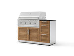 NewAge Outdoor Kitchens Outdoor Grill Island Stainless-Steel Louvered Doors 4-Piece Cabinet Set with 3-Drawer, Grill Cabinet, Performance Grill and Dekton in Sirius Countertop - (Liquid Propane) | Garage Giant 