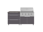 NewAge Outdoor Kitchens Aluminum 4-Piece Cabinet Set with Casters and 3 Drawer, Grill Cabinet, Performance Grill, Countertop-72163-Garage Giant 