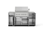 NewAge Outdoor Kitchens Outdoor Grill Island Stainless-Steel 5-Piece Cabinet Set with Sink, 1 Door, Grill Cabinet, Platinum Grill and Stainless Steel Countertop-74660-Garage Giant 