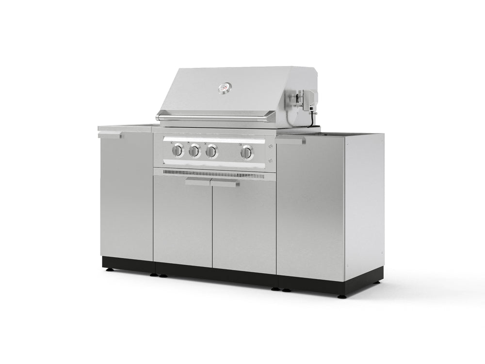 NewAge Outdoor Kitchens Outdoor Grill Island Stainless-Steel 5-Piece Cabinet Set with Sink, 1 Door, Grill Cabinet, Platinum Grill and Stainless Steel Countertop - (Natural Gas) | Garage Giant