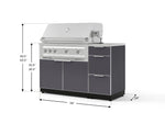 NewAge Outdoor Kitchens Outdoor Grill Island Aluminum 4-Piece Cabinet Set with 3-Drawer, Grill Cabinet, Platinum Grill and Countertop-73919-Garage Giant 