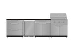 NewAge Outdoor Kitchens Stainless Steel 7-Piece Cabinet Set with 3-Drawer, Bar, Grill Cabinet, Performance Grill, Countertop, and Fridge-71850-Garage Giant 