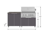 NewAge Outdoor Kitchens Aluminum 4-Piece Cabinet Set with Caster and 2 Door, Grill Cabinet, Platinum Grill, Countertop-72484-Garage Giant 